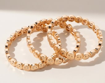 Gold Y2K Bracelet, Y2K Aesthetic Jewelry, Cute Stackable Bracelet for Women, Trendy Smiley Charm Gift for Her