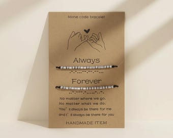 Morse Code Bracelet, Matching Bracelets for Couples, Handmade Jewelry Gift for Her, Hidden Message Bracelet Stainless Steel