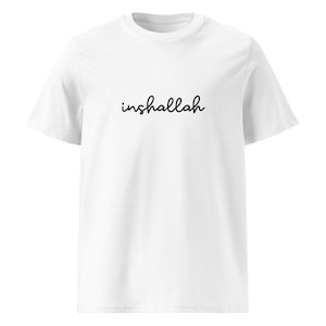 Inshallah T-Shirt | Black | Organic Cotton Arabic Shirt | Unisex | Muslim Gift, Middle Eastern Streetwear