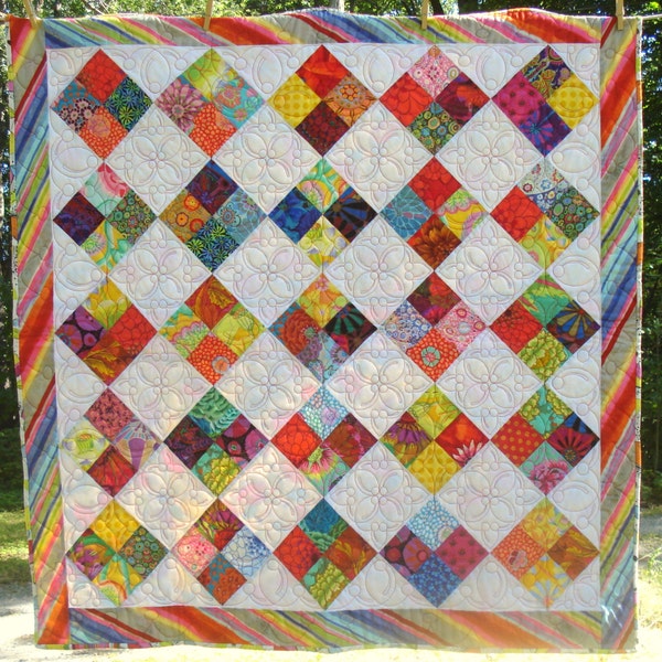 Baby Quilt with Kaffe Fassett Fabrics and Custom Quilting