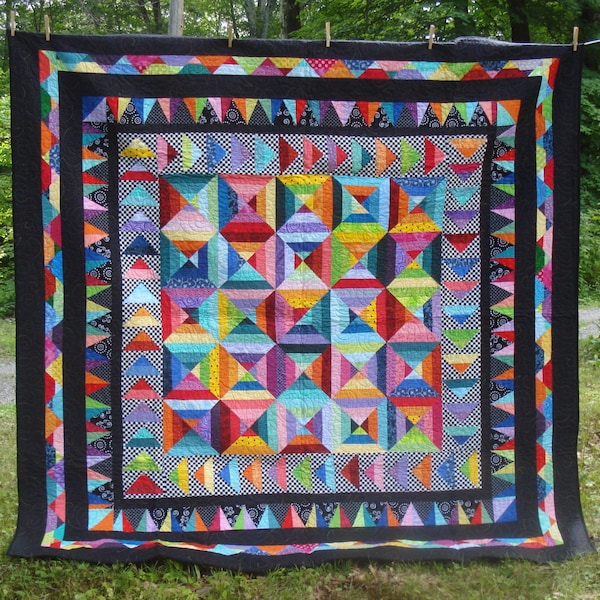 Full Sized Quilt in Colorful Triangles