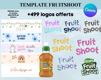 Template pour emballage Fruitshoot - Modèle personnalisé pour boisson fruitshoot - Logos fruitshoot - Modèle pour étiquette fruit shoot