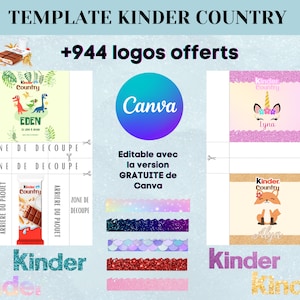 Template pour emballage kinder country - Modèle personnalisé pour kinder - Kinder country personnalisé - Template canva Kinder avec logo