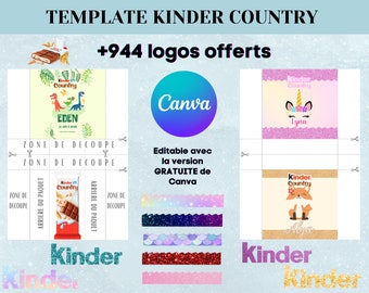 Template pour emballage kinder country - Modèle personnalisé pour kinder - Kinder country personnalisé - Template canva Kinder avec logo