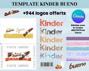 Template pour emballage kinder - Modèle personnalisé pour kinder bueno - Kinder bueno personnalisé - Template canva Kinder avec logo