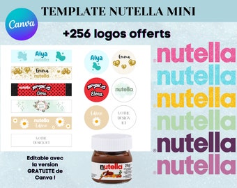 Template pour Nutella Mini - Modèle personnalisé nutella - Template canva nutella avec logo à imprimer - Emballage pour mini nutella