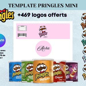Modello Pringles - Modello di imballaggio mini Pringles - Pringles personalizzati - Confezione di patatine Pringles - Modello canva gratuito - Pringles