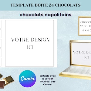 Template pour boîte de 24 chocolats napolitains - Modèle chocolat napolitain - Modèle canva gratuit