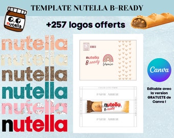 Template for Nutella B-ready - Personalized template for nutella bar - Nutella canva template with logo to print - Nutella packaging