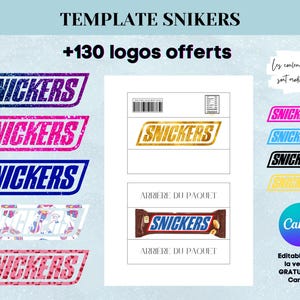 Sjabloon voor Snikers verpakking - Gepersonaliseerde sjabloon voor chocoladereep - Sjabloon snikers - Canva sjabloon sjabloon - Snikers logo