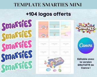 Template pour emballage Smarties mini - Modèle personnalisé pour Smarties - Smarties personnalisé - Template canva avec logo Smarties