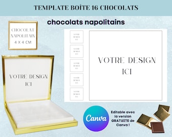 Template for box of 16 Neapolitan chocolates - Neapolitan chocolate template - Free canva template