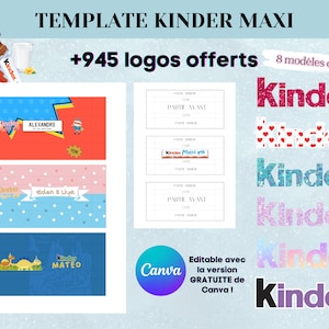 Template pour emballage Kinder Maxi - Modèle personnalisé pour kinder maxi - Kinder maxi personnalisé - Template canva Kinder avec logo