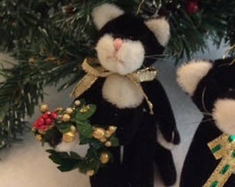 cat christmas ornament holiday christmas cat ornament vintage little black and white velvet cat christmas ornament - Black Cat Christmas Tree cat christmas ornament holiday christmas cat ornament vintage little black and white velvet cat christmas ornament - Black Cat Christmas Tree
