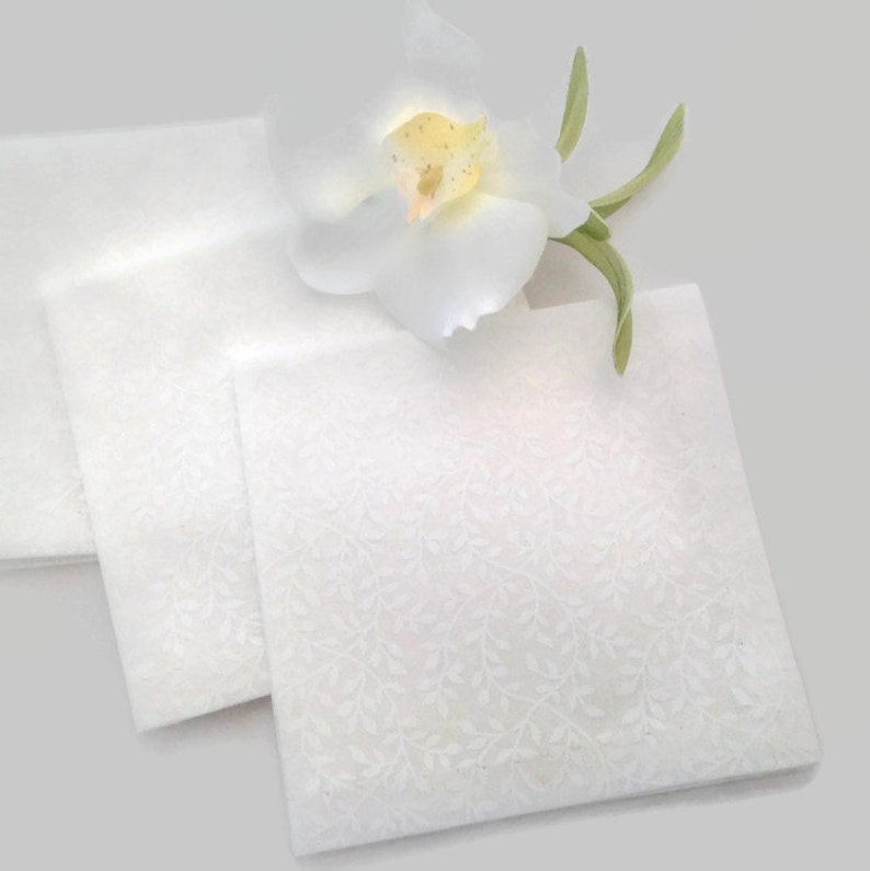 White Cotton Cocktail Napkins Bridal Shower Beverage Napkins Eco Friendly 100% Cotton Party Napkins Entertaining Party Napkins set of 6 image 1