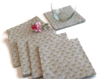 Cloth Cocktail Napkins Eco Friendly Cotton Cocktail Napkins Appetizer Napkins Beverage Napkins - set of 6