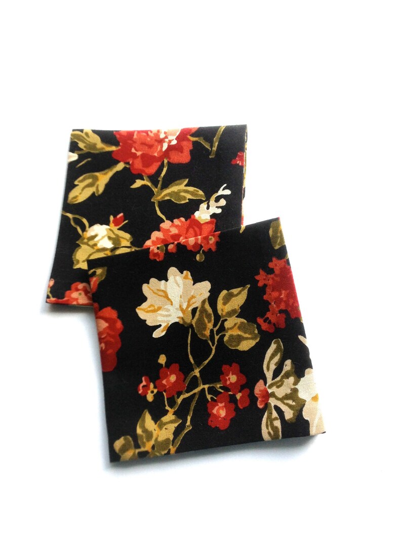 Black Floral Fabric Cocktail Napkins Beverage Napkins Eco Etsy