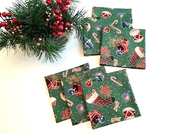 Christmas Cocktail Napkins Cloth Party Napkins Beverage Napkins - set of 6 or 8