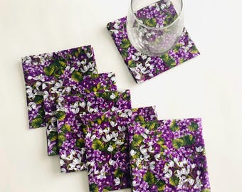 Cocktail Napkins Appetizer Napkins, Cotton Fabric Beverage Napkins Party Napkins - set of 6