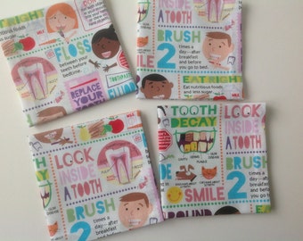 Children's Cotton Napkins – Set of 4, Tooth Pattern