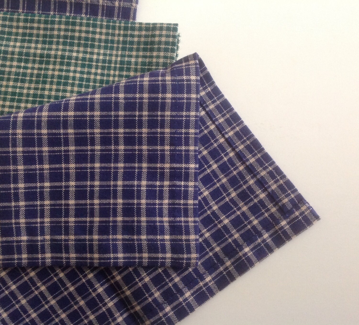 Green Plaid and Blue Plaid Cocktail Napkins Beverage Napkins Party