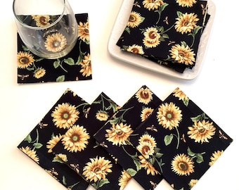 Set of 6 or 8 Cocktail Napkins Appetizer Napkins, Cotton Fabric Beverage Napkins Party Cocktail Napkins