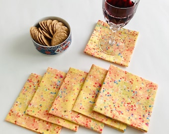 Yellow Cotton Cocktail Napkins, Eco Friendly Party  Napkins Beverage Napkins - set of 6 or 8
