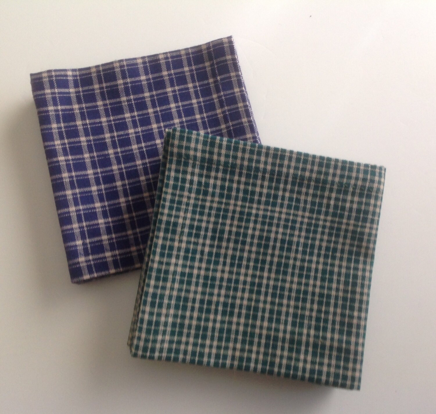 Green Plaid and Blue Plaid Cocktail Napkins Beverage Napkins Party