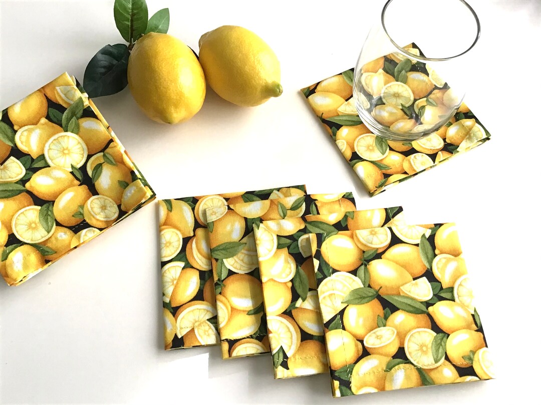 Cloth Cocktail Napkins Fabric Beverage Napkins Cloth Lemonade Etsy