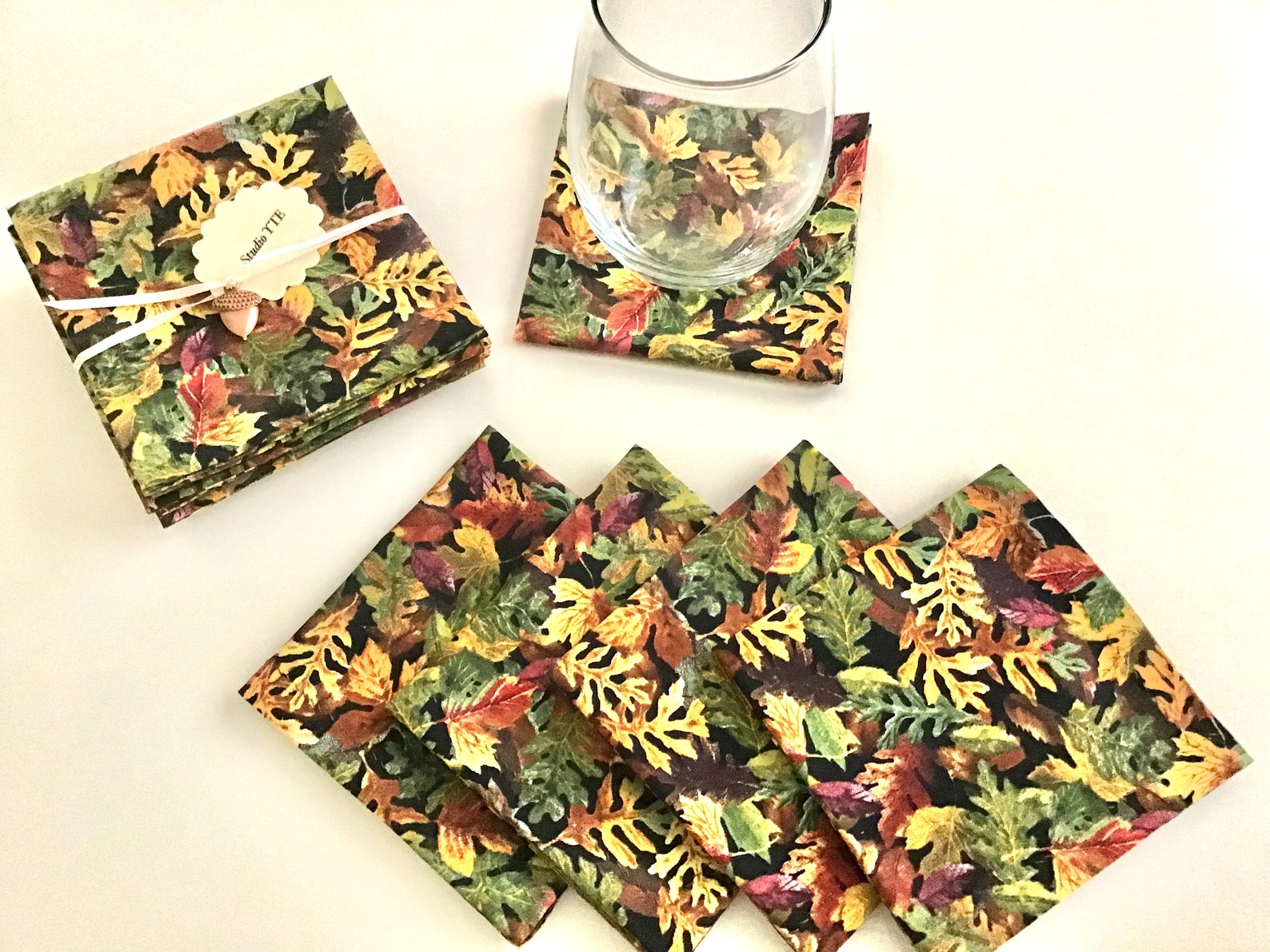 Autumn Leaves Cocktail Napkins Beverage Napkins Appetizer Etsy
