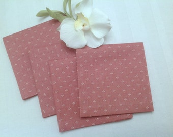 Dusty Rose Color Shabby Cottage Style Cotton Fabric Cocktail Napkins Party Napkins Beverage Napkins set of 6