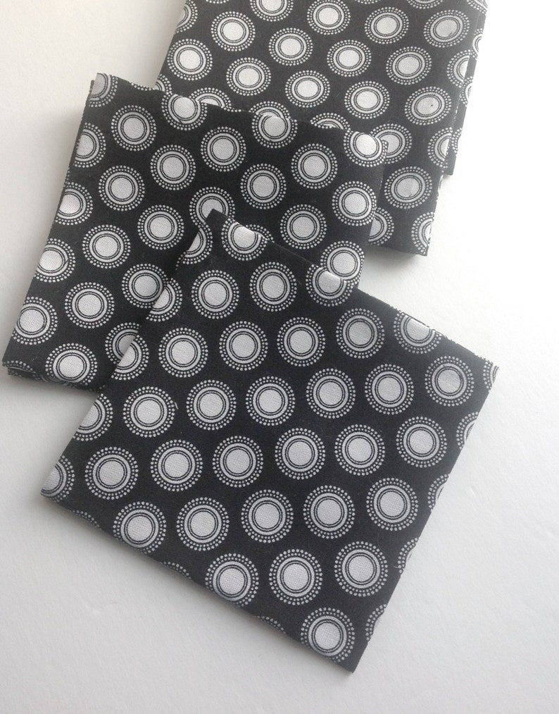 set of 6 Black White Eco Friendly Cotton Cocktail Napkins Appetizer Napkins Beverage Napkins Party Napkins