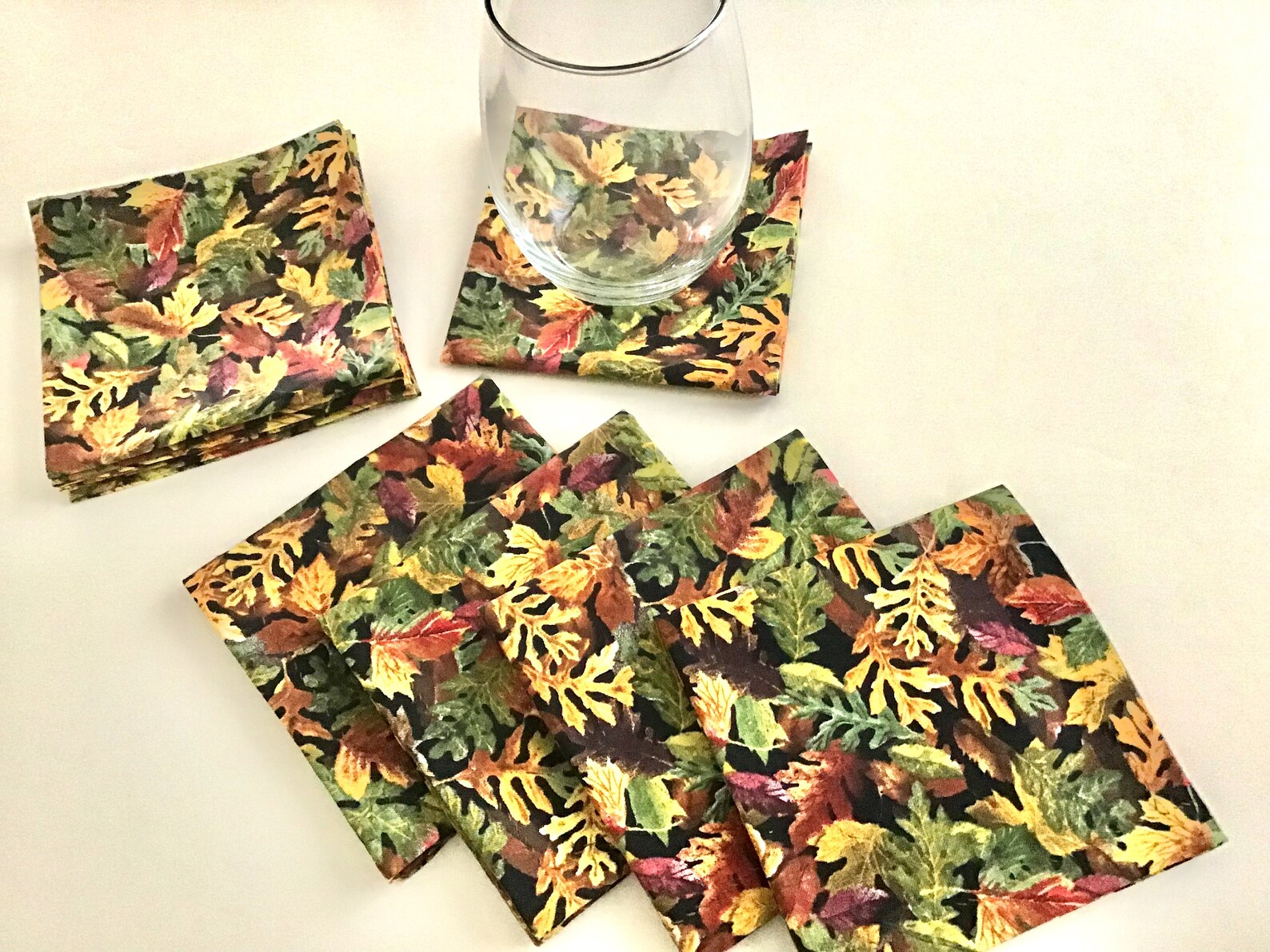 Autumn Leaves Cocktail Napkins Beverage Napkins Appetizer Etsy