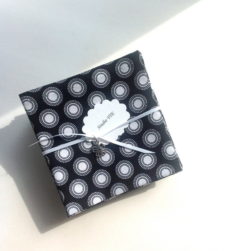 set of 6 Black White Eco Friendly Cotton Cocktail Napkins Appetizer Napkins Beverage Napkins Party Napkins