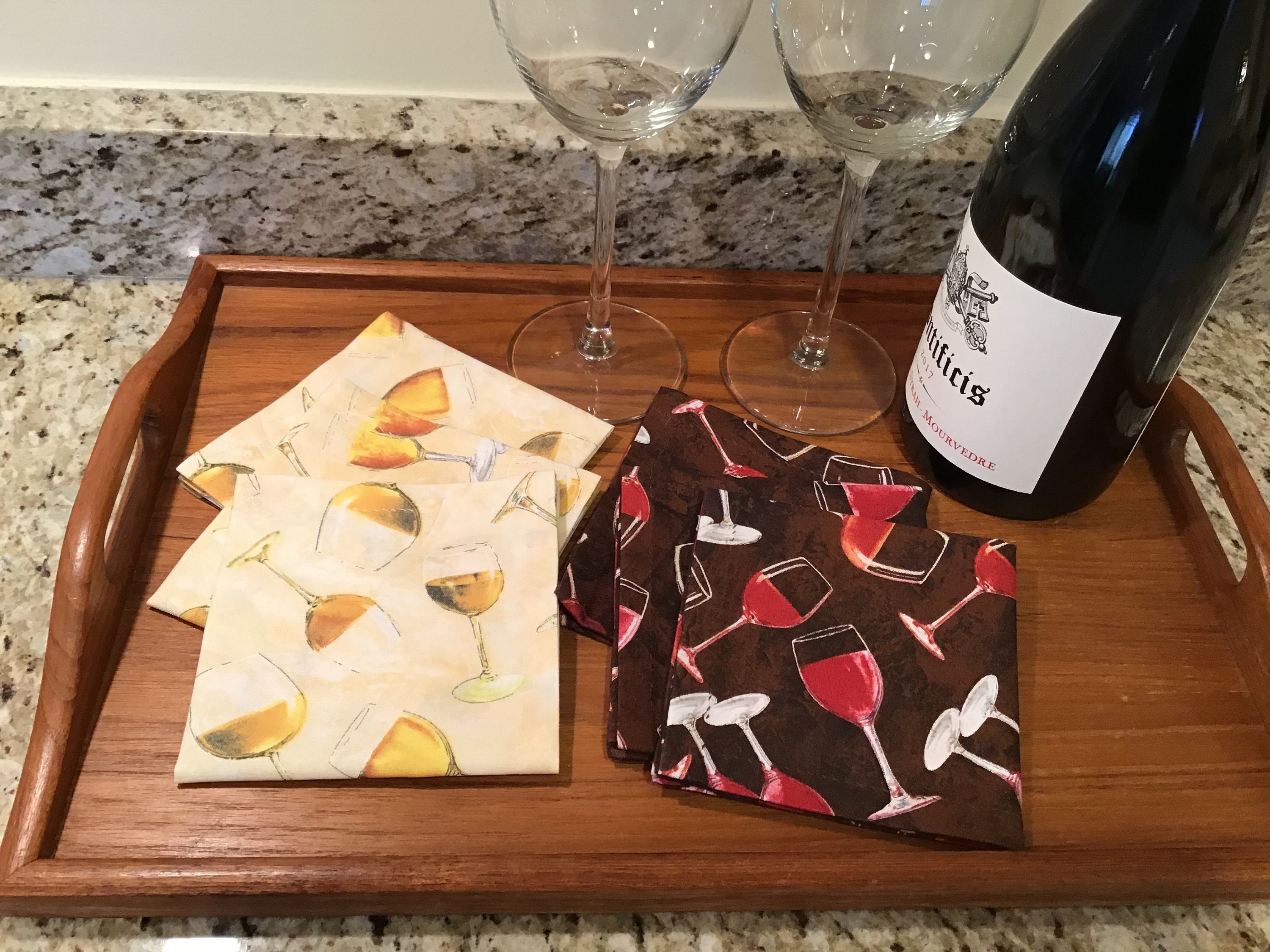 Wine Glasses Cloth Cocktail Napkins Beverage Napkins Party Etsy