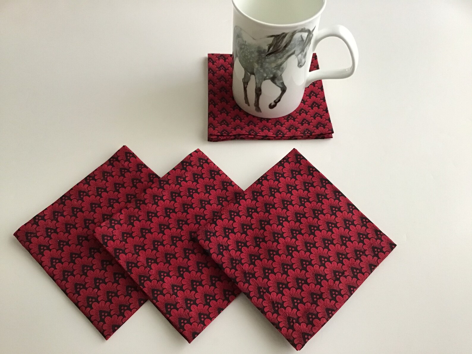 Red and Black Fabric Cocktail Napkins Eco Friendly 100 Etsy