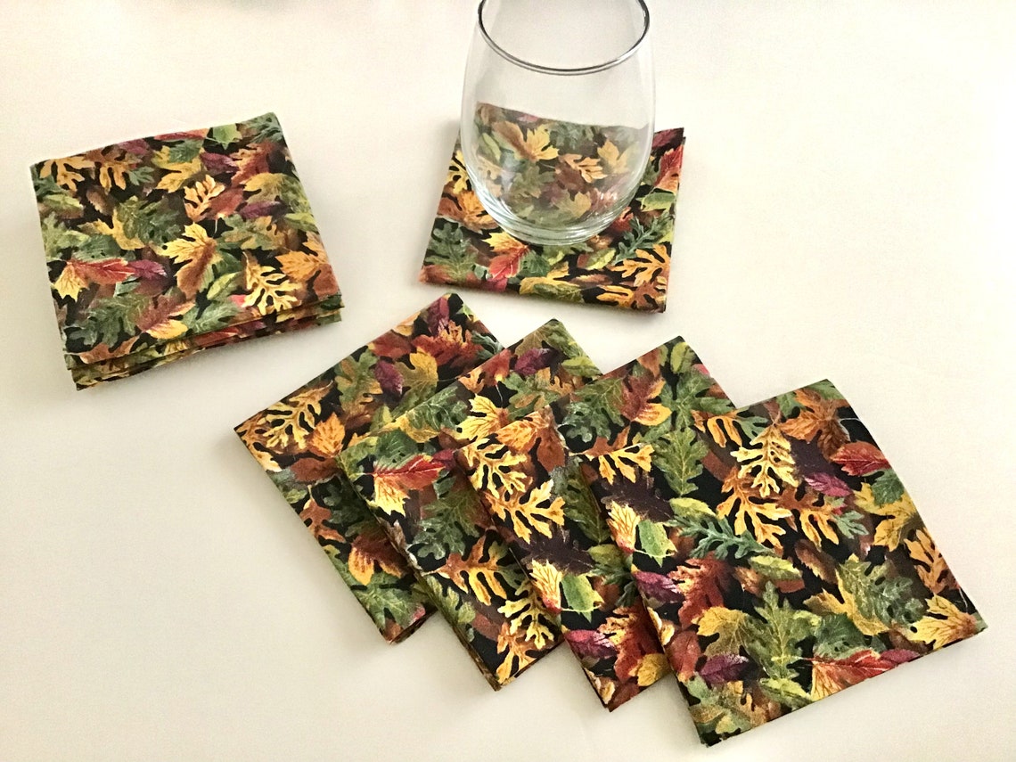 Autumn Leaves Cocktail Napkins Beverage Napkins Appetizer Etsy