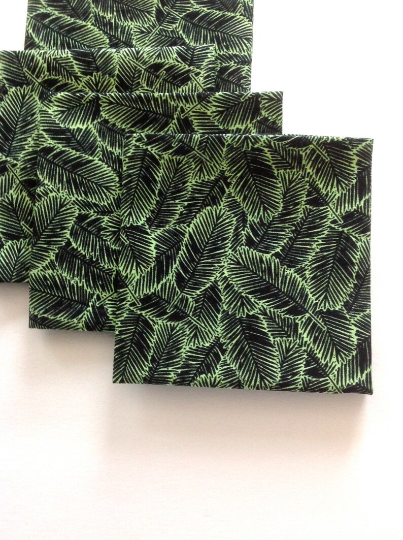 Green Leaves Eco Friendly Cotton Cocktail Napkins Fabric Etsy