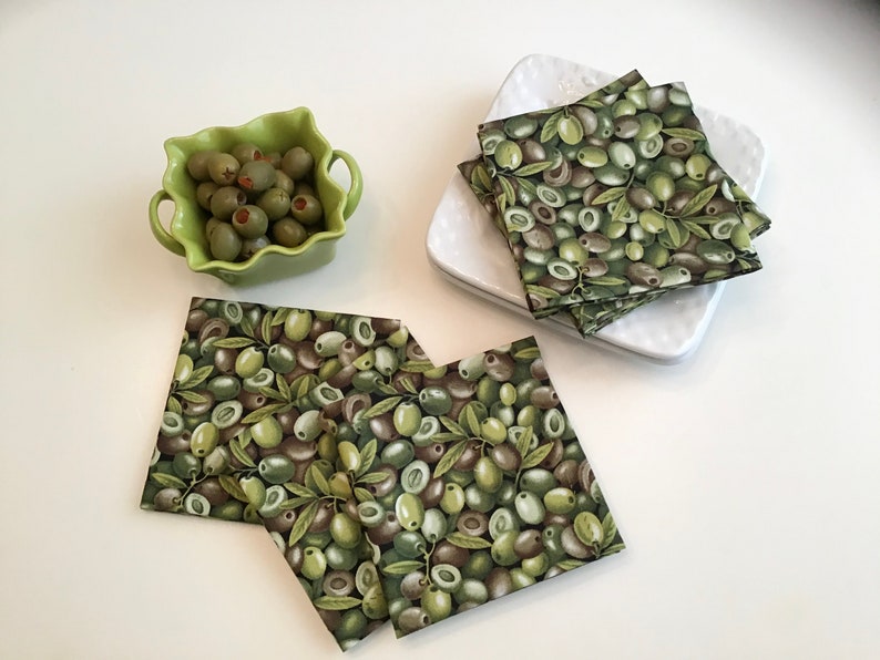 Olives Cocktail Napkins Eco Friendly Cotton Cloth Beverage Etsy
