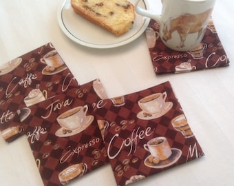 Cloth Beverage Napkins Coffee Latte Cappuccino Eco Friendly Cotton Beverage Napkins Coffee Napkins Beverage Napkins - set of 6