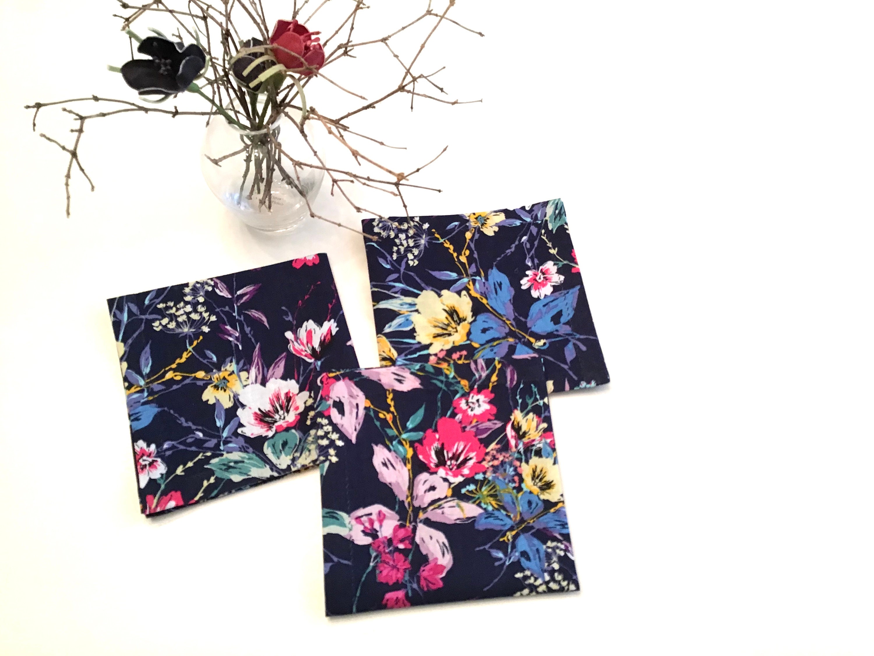 Elegant Blue Cocktail Napkins Set of 4