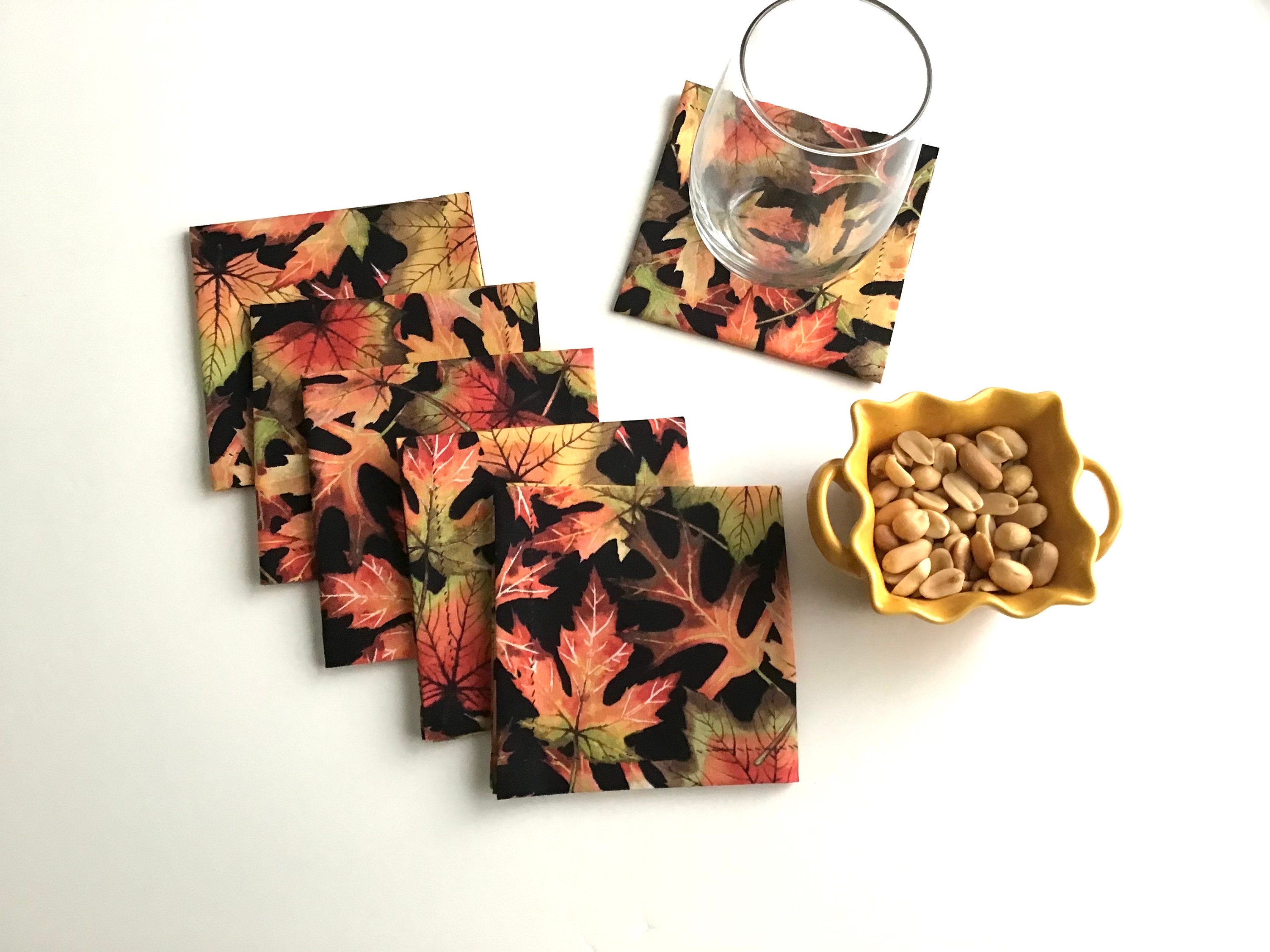 Autumn Leaves Cocktail Beverage Napkins Fall Leaves Rustic Etsy UK