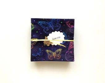 Beautiful Butterflies Cocktail Napkins Eco Friendly 100%  Cotton Napkins Beverage Napkins  Party napkins  - set of 6