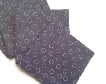 Cocktail Napkins Party Napkins, Grey White 100% Cotton Fabric Beverage Napkins - set of 6