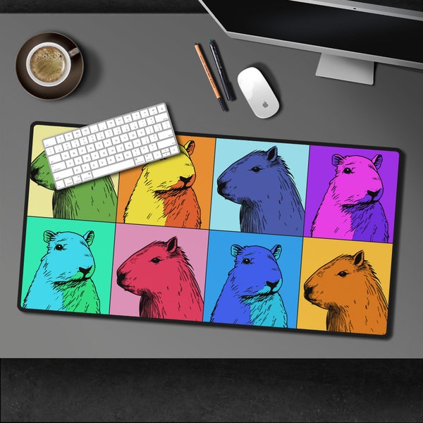 Capybara Large Deskmat Mouse Pad, Colorful Large Mousepad Desk Mat, Capybara Art, Gaming Mousepad, Desk Accessories, Office Decor