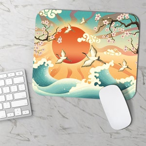 Japanese Art Mouse Pad Japanese Mousepad, Computer Desk Accessories, Trendy Desk Accessories, Desk Pad Maximalist Decor
