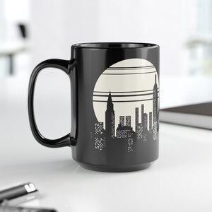 New York City Coffee Mug, Manhattan Skyline Mug, Black Coffee Mug, New York Cityscape Mug, New York Travel Gift, Husband Gift, Gift For Her