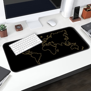 Tapis de souris carte du monde, tapis de bureau minimaliste, décoration de dortoir universitaire, dessin au trait sous-vêtements de bureau décoration d'intérieur, accessoires de bureau, décoration de bureau