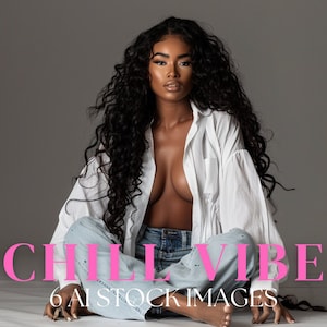 AI Stock Model Photos, Black Hair, Beauty Branding (Digital Download)