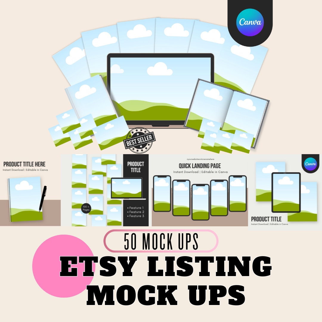 Etsy Listing Mockup Bundle | Editable Canva Templates (digital Download ...